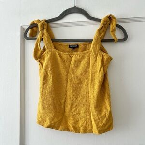 Express Mustard Golden Yellow Bow Tie 100% Cotton Tank Top Size XSmall EUC